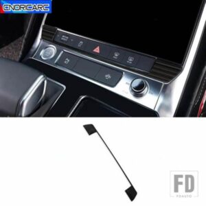 カーセンターコンソールボタンスパンコール装飾ステッカーアウディ A6 C8 2019-22 ステンレスカーボンテクスチャインテリアアクセサリー