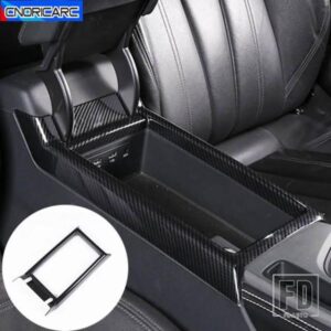 カーボンカラーセンターコンソール収納ボックスフレーム装飾カバートリムアウディ A4 B9 A5 2017-21 インテリアモールドステッカー