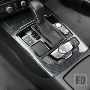 コンソールギアシフトパネルフレームカバートリムストリップアウディ A6 C7 2012-2018 インテリアアクセサリーカーボンカラースタイリング