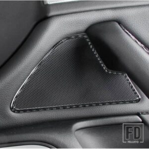 カーボンカースタイリングアウディ A6 C7 2012-18 インテリアドアステレオスピーカーフレームカバーステッカーハザードボタン装飾トリム