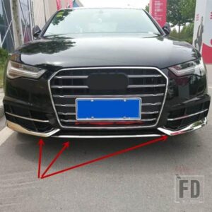 カースタイリングフロントバンパー装飾カバートリムステッカー 3 個アウディ A6 C7 2017 2018 ステンレス外装自動車アクセサリー