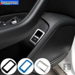 ドアトランクスイッチボタン装飾フレームカバー黒青ステッカートリムアウディ A4 B9 2017 インテリア自動車アクセサリー