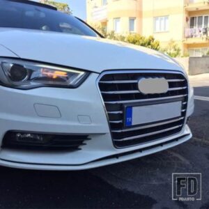 ステンレスカーセンターグリルグリッド装飾カバートリムアウディ A3 8V セダン 2013-2016 フロントフォグランプグリルデカールストリップ