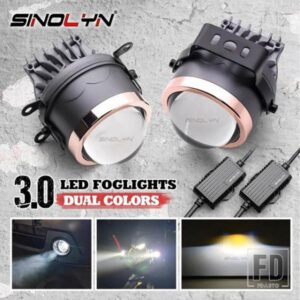 SINOLYN 90 ワット 3 インチ 3000K + 6000K BI LED フォグランプデュアルカラー LED カーレンズ 12500LUX