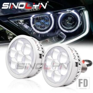 SINOLYN LED ハイビーム悪魔デビルアイ H7 H1 9005 9006 プロジェクターレンズヘッドライト LED レンズライトランプカーアクセサリー