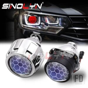 SINOLYN 2.5 インチバイキセノンプロジェクターレンズ H7 H4 ヘッドライトブルーコーティングハニカムデビルアイヘッドランプカーアクセサリー