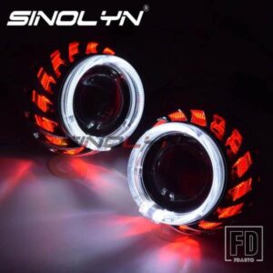 SINOLYN 2.5 インチバイキセノンレンズヘッドライト H7 H4 プロジェクター LED エンジェルアイズホットホイール H1 HID ライト自動車アクセサリー
