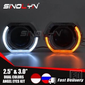 SINOLYN 2.5/3.0 インチエンジェルアイズバイキセノンプロジェクターレンズヘッドライト H7 H4 LED ウィンカーライトライトカーアクセサリー