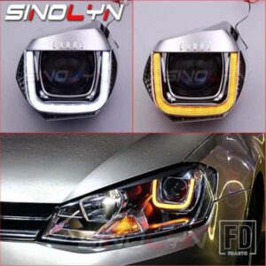 SINOLYN 高構成レトロフィットキット VW ゴルフ 7 2013 ヘッドライトアップグレード DRL LED HELLA 3R G5 Q5 プロジェクターレンズ