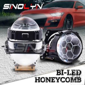 SINOLYN 2.8 インチバイ LED プロジェクターレンズハニカム LED ライト車用 HELLA 3R G5 エッチングヘッドライトレンズカーアクセサリー