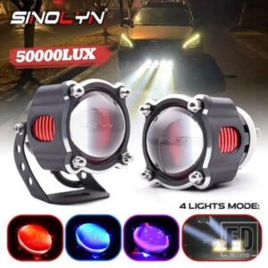 SINOLYN 50000LM LED ハイビームレンズヘッドライトスポットライト多色デビルアイ 6000 18K LED ライトプロジェクター車オートバイ