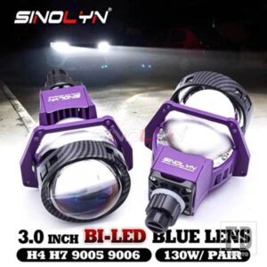 SINOLYN 3 インチブルーバイ LED レンズ H7 H4 9005 9006 ヘッドライトプロジェクターエンジェルアイ LED ヘッドランプレンチキュラー光学車用