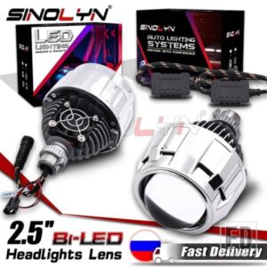 SINOLYN 2.5 インチバイ LED プロジェクターレンズ H7 H4 9005 9006 ヘッドライト LED ライトエンジェルアイズダイオードヘッドランプレンズアップグレード