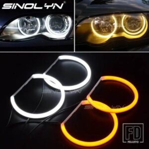スイッチバックコットンライトハローリング DRL LED エンジェルアイキット BMW 3 5 7 シリーズ E46/E39/E38/E36 車ヘッドライトレトロフィット 131/146 MM