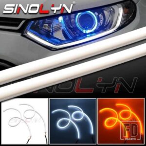 SINOLYN DRL LED ストリップウインカーデイタイムランニングライトライト白黄色ヘッドライトスイッチバック 60/85 CM車