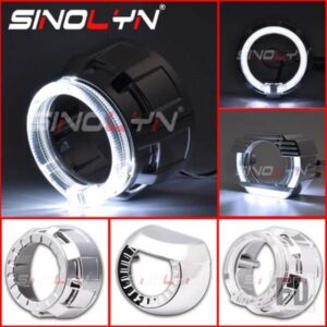 SINOLYN LED エンジェルアイヘッドライトレンズシュラウドベゼル 1.8/2.0 H1 バイキセノンプロジェクターレンズダストベゼルレトロフィットアクセサリー DIY