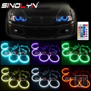 RGB コットンエンジェルアイ BMW E46 M3 E36 E39 セダン/ワゴン/クーペヘッドライト DRL ハローライトアプリ BLUETOOTH 互換カーアクセサリー