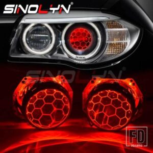 SINOLYN レンズ HELLA 3R G5 5R ヘッドライト BIXENON デビルアイ HID プロジェクターハニカムサッカーブルーレンズレトロフィット D1S D2S D3S D4S