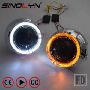 SINOLYN 3.0 インチバイキセノンレンズヘッドライト H7 H4 エンジェルアイズウインカー H1 HID プロジェクターライトカーアクセサリーチューニング