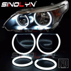 SINOLYN LED エンジェルアイ BMW E60 E61 520I 525I 530I 540I 545I 550I M5 スイッチバックハローリングカーアクセサリー自動車用品