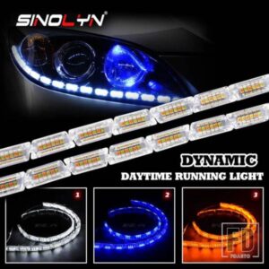 SINOLYN チューニング柔軟な LED デイタイムランニングライトスイッチバックウインカー 3 色白黄青ランプ DRL ヘッドライト