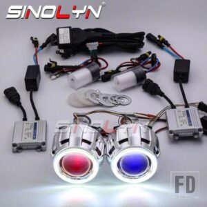 SINOLYN COB エンジェルアイズ 2.5 バイキセノンプロジェクターレンズ LED 悪魔ランニングライトレンズ H4 H7 ヘッドライト HID フルキット車