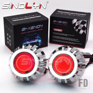 SINOLYN LED エンジェルアイズ悪魔 2.5 ヘッドライトプロジェクターレンズバイキセノンハローリングレンズ HID プロジェクター H4/H7 車アクセサリー