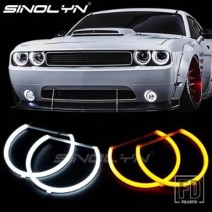 SINOLYN エンジェルアイレトロフィット DRL ダッジチャレンジャー用ハロゲンキセノンヘッドライト LED ウィンカーコットンライトライトアクセサリー