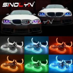 SINOLYN DTM スタイル LED BMW F10 E90 E60 F30 E91 E92 E87 M4 RGB エンジェルアイ DRL APP ランプ BLUETOOTH 互換カーアクセサリー