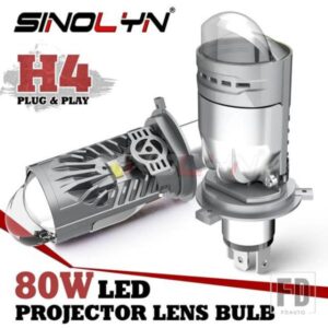 H4 9003 HB2 BI LED ランププラグアンドプレイ双曲面ミニ H4 LED レンズヘッドライトプロジェクター 80 ワット 9-12V オートバイカーアクセサリー