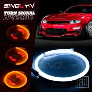 LED ストリップシーケンシャル流れるダイナミックウィンカーライト DRL 柔軟なストリップ車オートバイヘッドライトカーアクセサリーチューニング