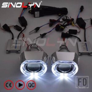 SINOLYN LED エンジェルデビルアイズレンズフルキット H4 H7 ヘッドライトレンズ 2.5 HID バイキセノンプロジェクターレンズライトアクセサリーチューニング