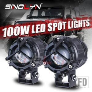 SINOLYN 100 ワット LED スポットライトスポットフラッドフォグランプバイ LED ランプ白黄色ワークライトオートバイのヘッドライトレンズチューニング DIY