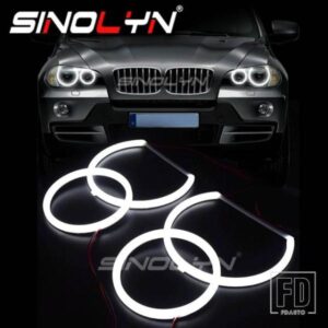 SINOLYN エンジェルアイ LED チューニング BMW X5 E70 キセノンヘッドライトコットンライトウィンカー DRL ライトアクセサリーレトロフィットスタイル