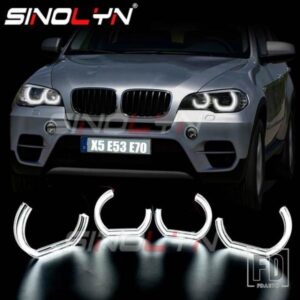 SINOLYN エンジェルアイ LED BMW X5 E70/E53 キセノンヘッドライトライトリング DTM ハローランプ LED チューニングスイッチバックウインカーレトロフィット