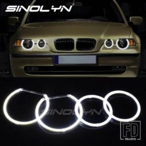 COB LED エンジェルアイズハローリングキット BMW E90 E91 E83 X3 E46 TI/TD コンパクト非プロジェクターヘッドライト車 DIY レトロフィット 131 MM + 106