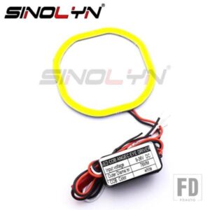 SINOLYN LED エンジェルアイズスクエア COB ハローリングランニングライト電圧安定装置付き DRL 交換アクセサリーチューニングスタイル