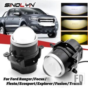 SINOLYN BI LED フォグランプトリコロールフォードフォーカス MK2 MK3/フィエスタ MK7/SMAX/フュージョン/トランジットカーライト 3000K 4300K 5500K PTF