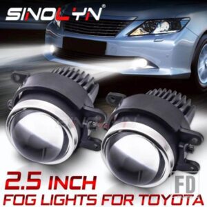 SINOLYN LED フォグランプトヨタカローラ/ヤリス/オーリス/カムリ/アベンシス/RAV4/プジョー 107 2.5 インチバイ LED レンズ PTF
