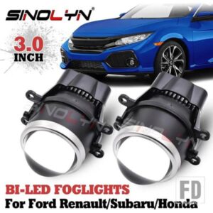 PTF BI LED フォグランププロジェクターホンダシビック/CRV/アコード/ルノーメガーヌ 3