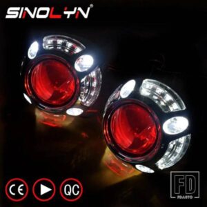 SINOLYN 2.5 インチバイキセノンヘッドライトプロジェクター 8.0 レンズキット H4 H7 ヘッドライトレンズエンジェルデビルアイレンズカーアクセサリー DIY