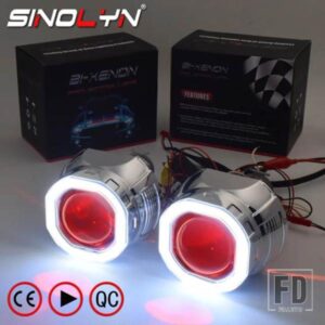 SINOLYN スクエアエンジェルアイズ 2.5 インチバイキセノン 8.0 レンズ H7 H4 ヘッドライトプロジェクターレンズ H1 ライトカーアクセサリーチューニング