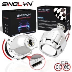 SINOLYN 7.1 バージョンバイキセノン H4 H7 HID ミニプロジェクターヘッドライトレンズ 2.5 ''レンズアクセサリーレトロフィット使用 H1 キセノン電球