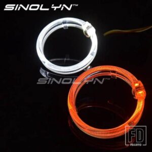 LED 光ファイバーエンジェルアイズ 80 MM 98 MM HID ビキセノンプロジェクターレンズ 2.5/3.0 ホワイトブルーイエローウィンカーライトアクセサリー DIY