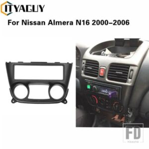 1 DIN カーラジオフェイシア日産アルメーラ N16 2000-2006 1 1 DIN フレーム DVD ステレオパネルトリムキットサラウンドダッシュボードフレーム