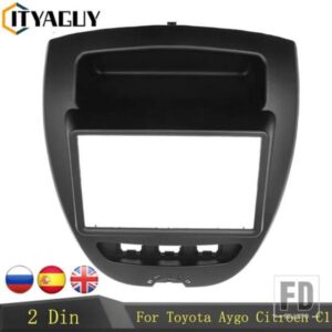 ダブル 2 DIN カーラジオフレームトヨタアイゴシトロエン C1 プジョー 107 2005-2014 フェイシアダッシュキット DVD ラジオパネルステレオカバー