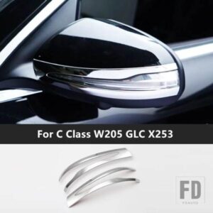 ステンレスバックミラートリムストリップ 2 個メルセデスベンツ C クラス W205 GLC X253 2015-2019 車外装