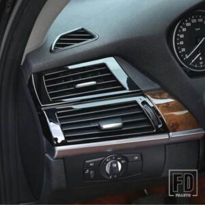 黒センターコンソール両側エアアウトレットフレーム装飾カバートリム BMW X5 E70 X6 E71 2008-2014 ステンレス