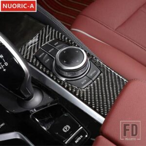 カーボンセンターコンソールマルチメディアノブパネル装飾カバートリム BMW 5 シリーズ G30 2018-2023 カースタイリングインテリア