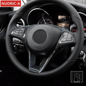 カーボンスタイルステアリングホイールボタンフレームカバートリムメルセデスベンツ CLA C117 A クラス W176 2013-2018